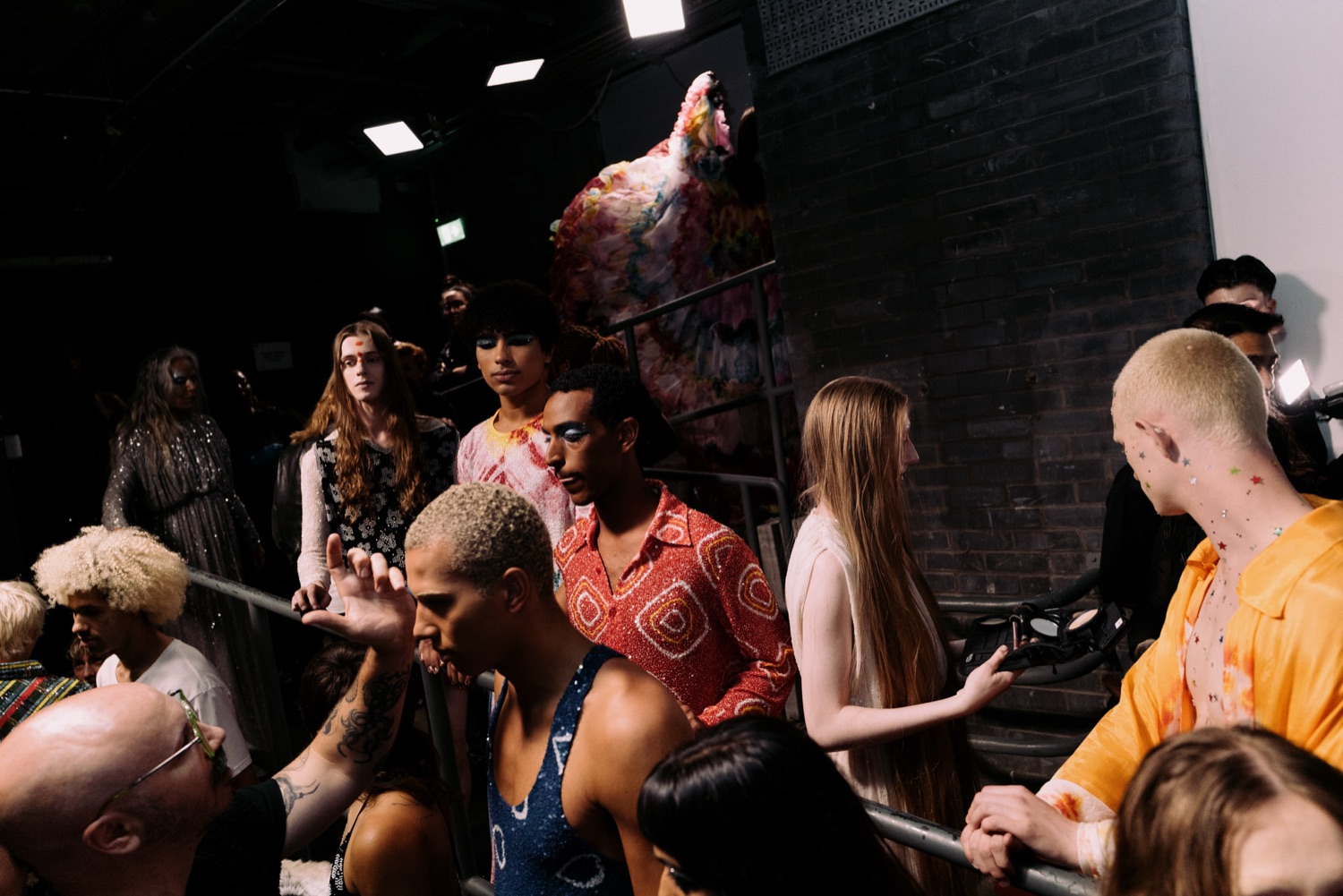 Backstage crowd at the Ashish SS26 runway show