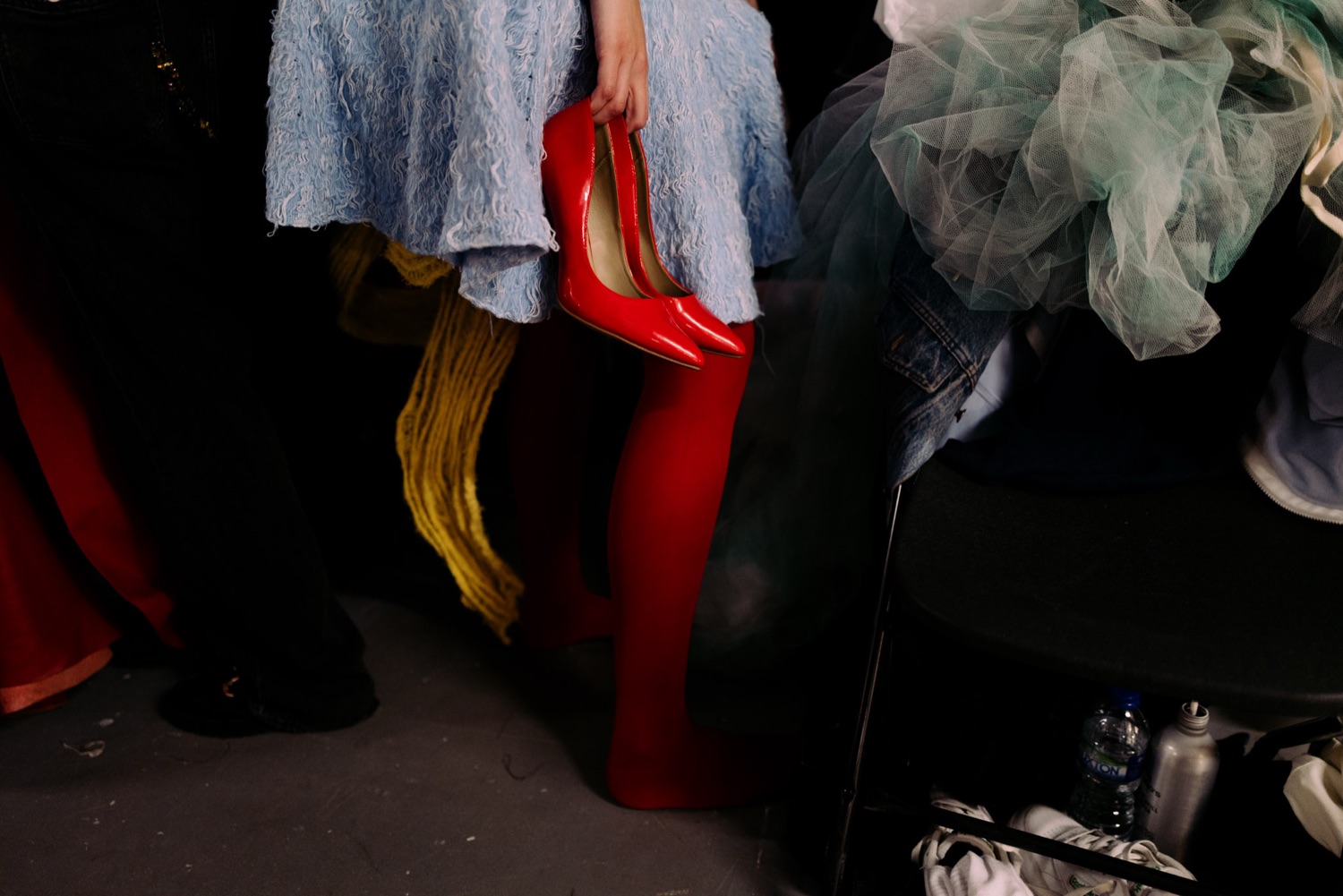 University of Westminster BA Fashion Showcase, model in a pleated gown