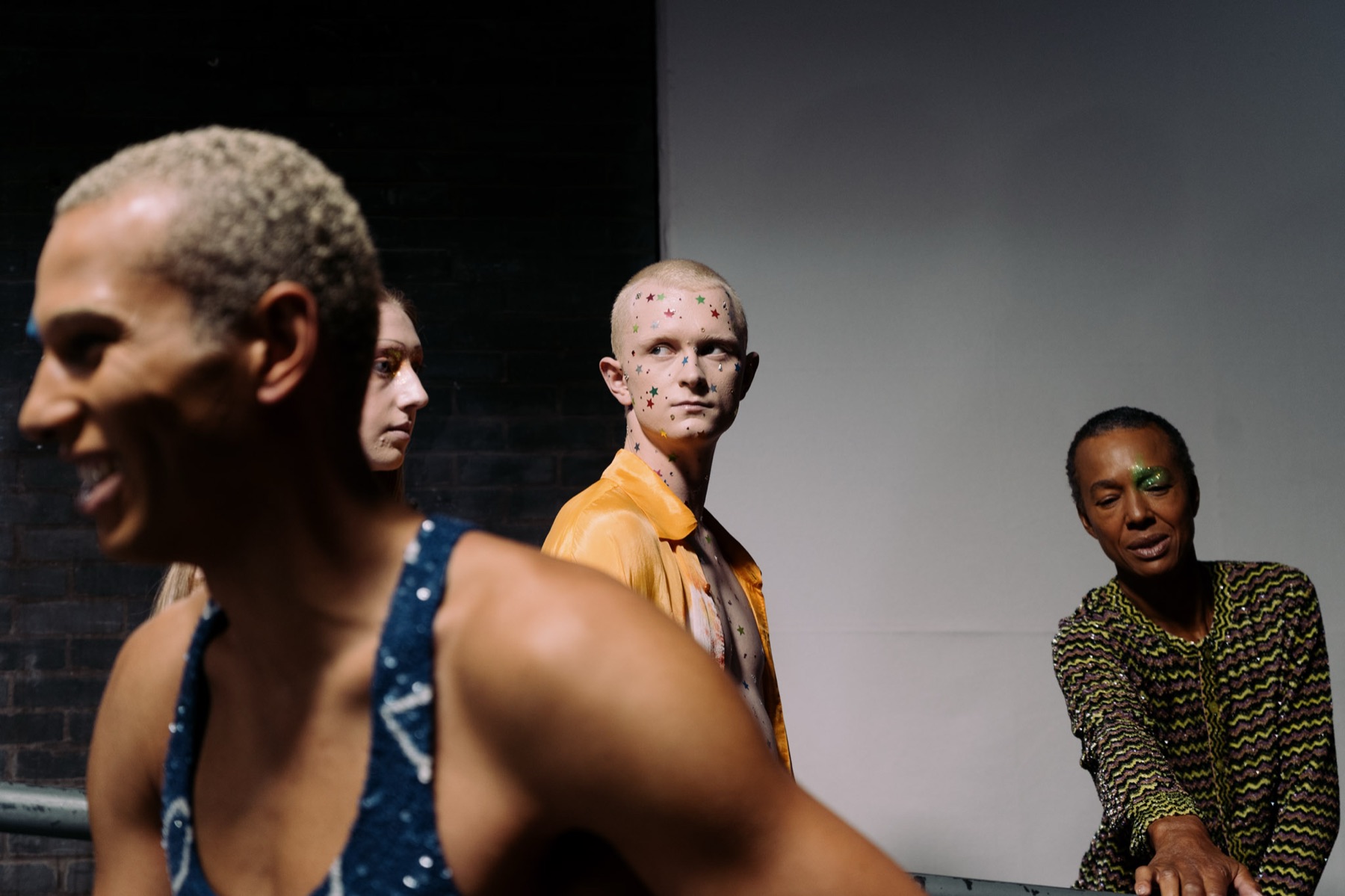 Backstage editorial photograph at the Ashish SS26 runway show